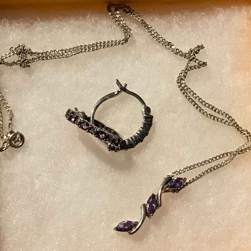 Sterling silver earrings and necklace charm